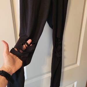 Stylish Black Leggings with Unique Cut-Out Design